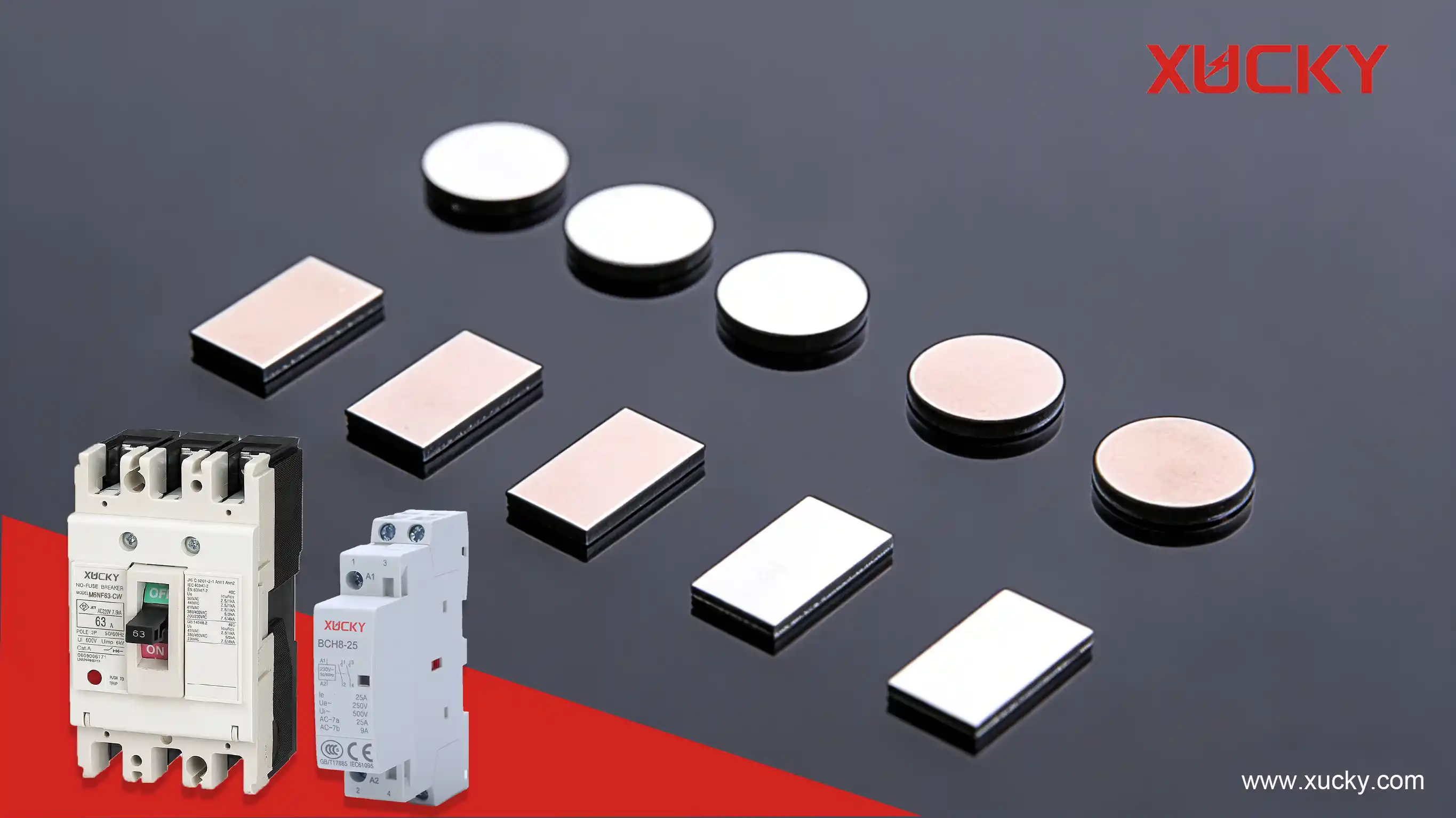 Contactos compuestos a base de plata para disyuntores: sistemas centrales y análisis de rendimiento